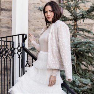 Rachel Parcell Spotted Fawn Fur Coat